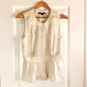 Theyskens' Theory Cream Silk Sleeveless Blouse